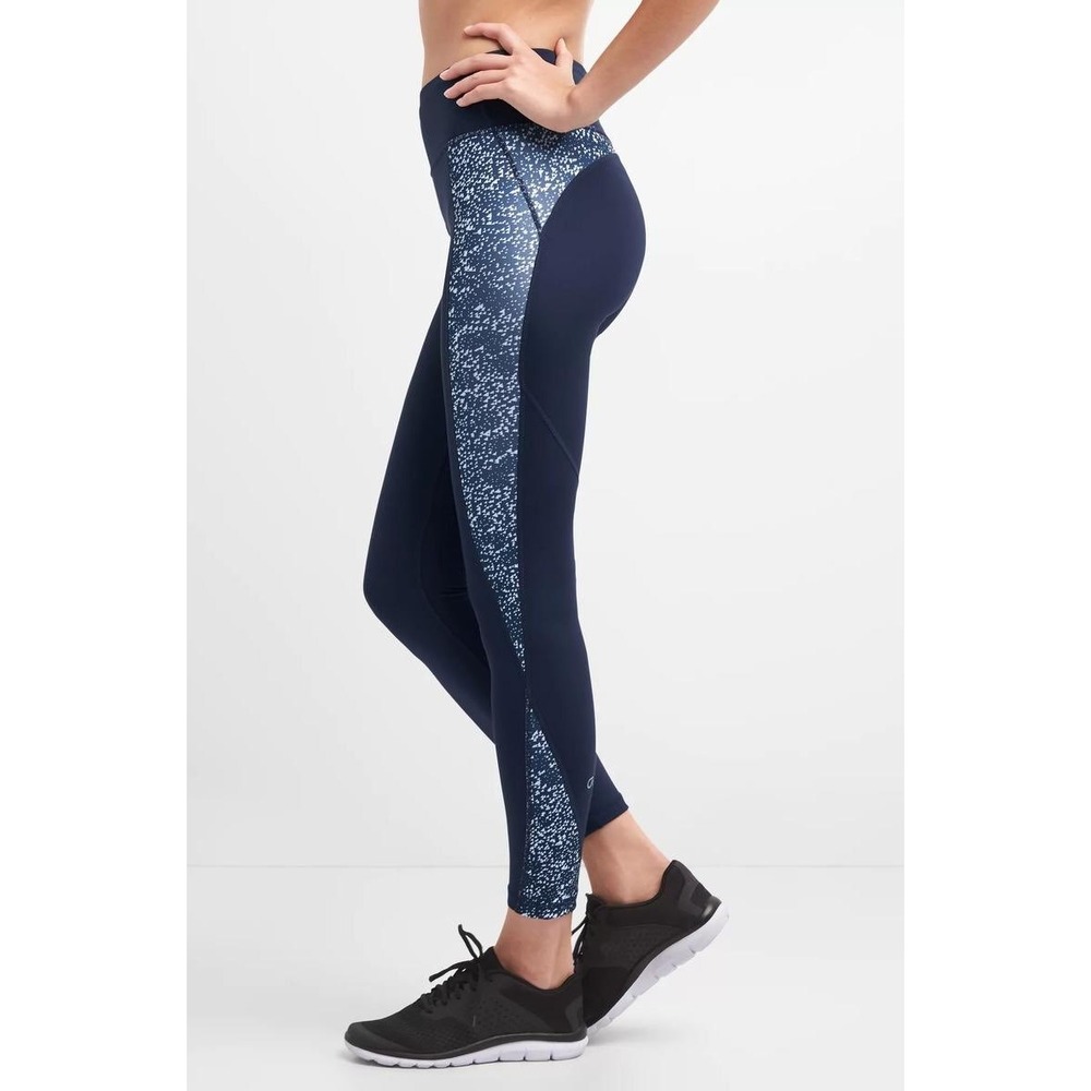 GapFit Sculpt Compression Leggings Full Length Navy‎ Blue Geometric Print Small